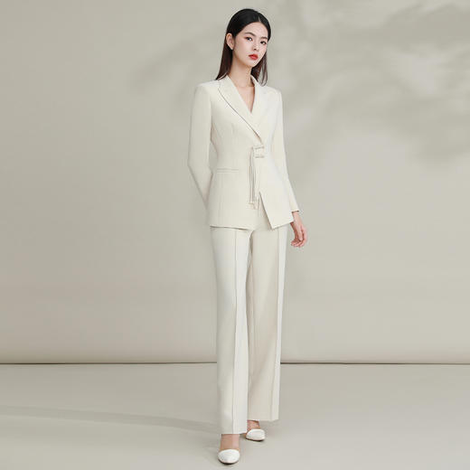 IWY/ 米白色复古新中式套装设计感中国风西装外套阔腿高端主持人FYCP203 商品图4