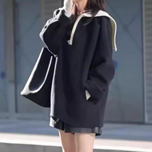 裁缝学苑AX168海军领双面羊绒大衣纸样女装新款撞色斗篷外套上衣打板 商品图3