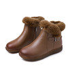 TZF-冬季新款圆头羊毛厚绒短靴子平跟真皮兔毛棉鞋 商品缩略图4