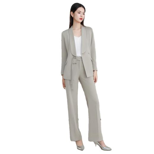 IWY/ 高级灰新中式套装盘扣中国风西装外套秋冬高端主持人正装FYC224+FYP225 商品图4