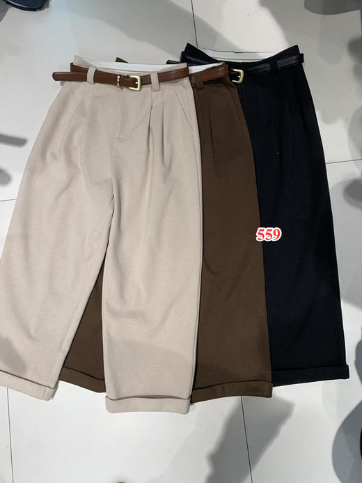 [门店同款]冬季 斜羊呢卷边直筒裤 商品图0