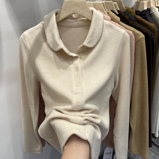 福利款~雀说 翻领保暖内衣双面德绒衬衣打底衫1482 商品图2