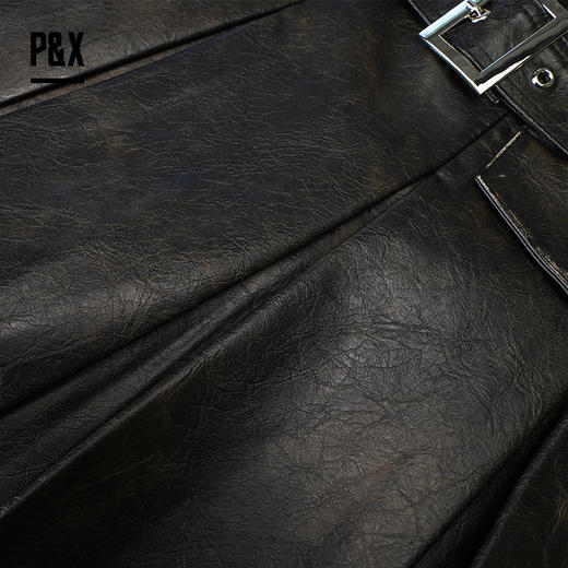 PX女装春季新款 PU皮半身短裙显瘦百搭A型 824107895B 黑色 商品图3