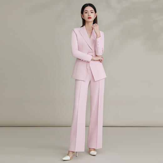IWY/ 粉色国风主持人西装套装时尚新中式职业装播音年会演讲正装FYCP038 商品图2