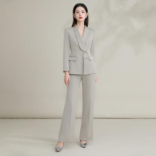 IWY/ 高级灰新中式套装盘扣中国风西装外套秋冬高端主持人正装FYC224+FYP225 商品图1