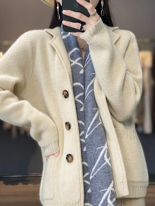 福利款~丁摩 加厚西装领外套单排扣全羊毛针织开衫NS2033 商品图6