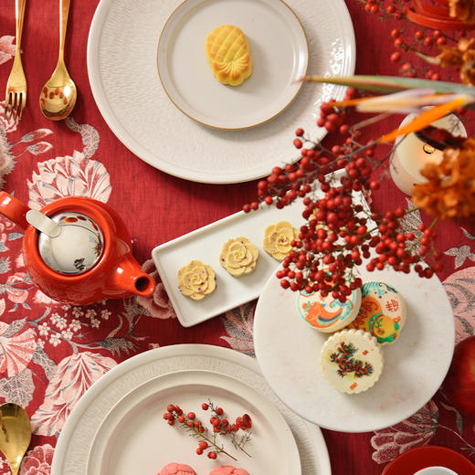 红火冰花红色新年方桌布轻奢高级感餐桌客厅氛围感桌布 商品图3