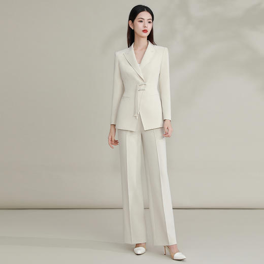 IWY/ 米白色复古新中式套装设计感中国风西装外套阔腿高端主持人FYCP203 商品图1