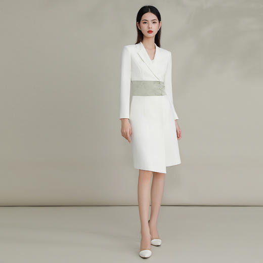 IWY/ 盘扣连衣裙气质修身演讲主持人礼服高级感大气国风西装裙FYQ236 商品图0