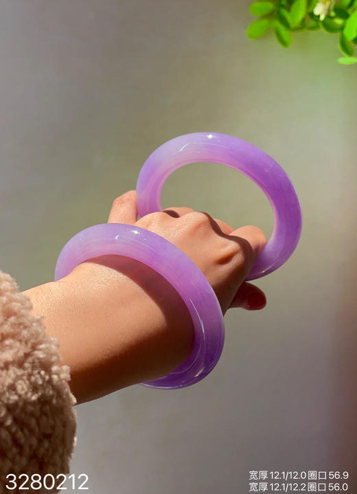 艳紫罗兰圆镯一对【3280212】圈口56.9/56.0~具体价格微信咨询 商品图0