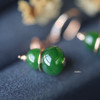 18K玫瑰金和田玉（碧玉）葫芦镶钻耳饰/立体葫芦7*9mm/菠菜绿/总长30mm 商品缩略图2