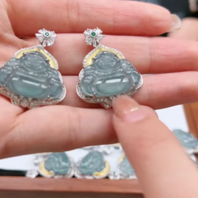 S925翡翠佛公吊坠