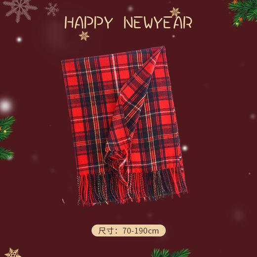 福利款~雀说 新年红色格子围巾冬季百搭围巾5480 商品图1