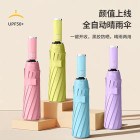 【48小时发货】全自动晴雨伞！12骨黑胶折叠伞双人遮阳晴雨伞防晒太阳伞！