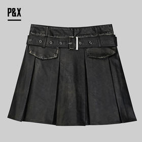 PX女装春季新款 PU皮半身短裙显瘦百搭A型 824107895B 黑色