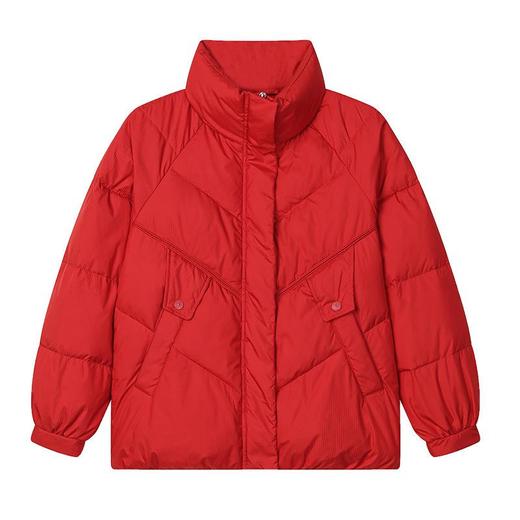 短款羽绒服女冬季2023新款中年妈妈红色羽绒衣保暖轻薄白鸭绒外套 商品图4