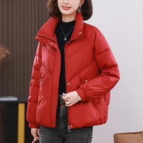 短款羽绒服女冬季2023新款中年妈妈红色羽绒衣保暖轻薄白鸭绒外套