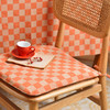 红橙棋子格家用四季通用坐垫新中式红木餐椅胶棉办公定制 商品缩略图3
