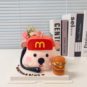 麦当劳金拱门小海狸loopy卡通蛋糕-低糖处理无添加