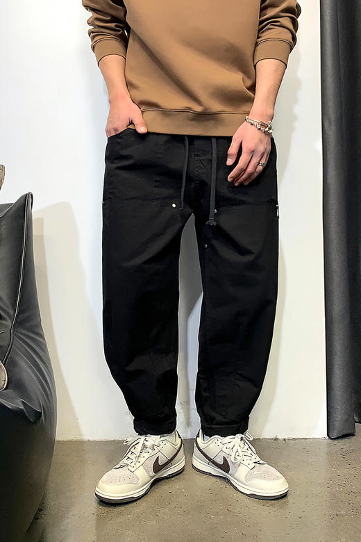 徐太浪春季美式休闲纯色宽松小脚裤男直筒工装休闲裤潮流百搭裤子 商品图5
