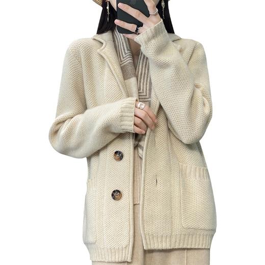 福利款~丁摩 加厚西装领外套单排扣全羊毛针织开衫NS2033 商品图4