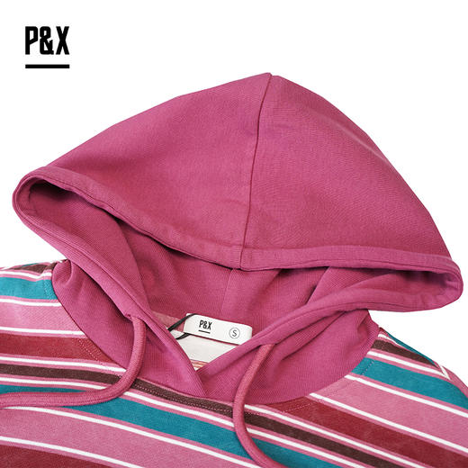 PX女装春季新款 短款连帽条纹撞色休闲卫衣 824117825 粉色 商品图2