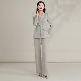 IWY/ 高级灰新中式套装盘扣中国风西装外套秋冬高端主持人正装FYC224+FYP225