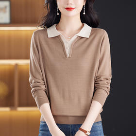 polo针织衫长袖上衣，春装女新款妈妈时尚薄款t恤毛衣打底衫CC-53-5823