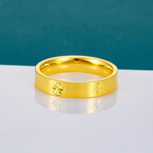 【限时克减150元】足金999 (足金999字印)5G黄金空心车花螺丝纹固口镜面金圈戒（面宽约3.9mm）(5GJZ00309)（预售产品下单后不退款不退货不换货不补差价） 商品图1