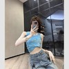 【孤品样衣，不退不换】【闪蝶少女】复古银色钻字母圆领吊带背心2024新款女 商品缩略图2