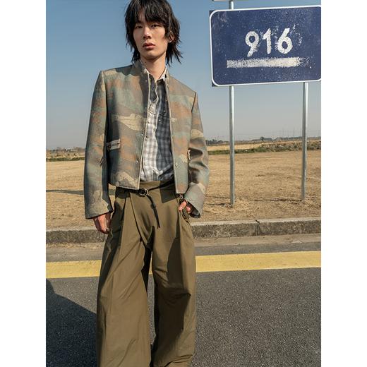 GOODBAI 916 圆领撞色迷彩短款纽扣外套 商品图0