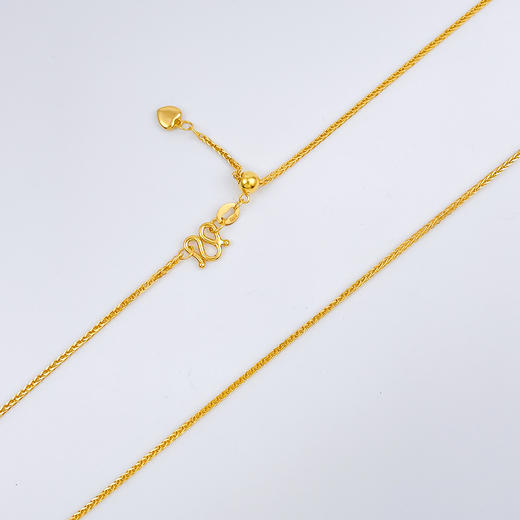 【限时克减150元】足金999 (足金999字印)5G黄金心尾款抽拉调节方肖邦链项链(5GXL00072-03)补差价）预售产品下单后不退款不退货不换货不补差价 商品图0