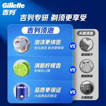 吉列剃须泡沫 清新柠檬型210gx3 剃须膏剃须啫喱剃刮胡须刀手动 非刀头男士京东自营旗舰非吉利 商品图4