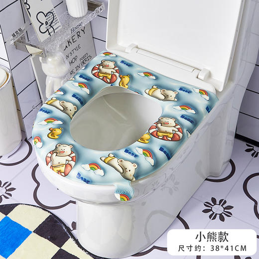 「四色可选！3D印花马桶垫」防水马桶坐垫四季通用坐便器套居家日用EVA可水洗垫子 商品图3