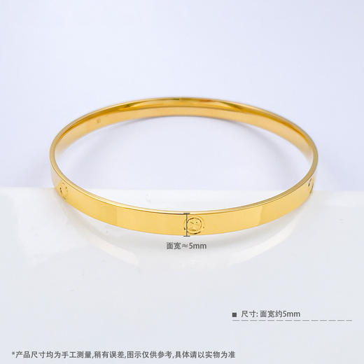 【限时克减150元】足金999.9 【精品】实心车花螺丝纹固口镜面金手镯(AISZ00103-3)（预售产品下单后不退款不退货不换货不补差价）（预售产品下单后不退款不退货不换货不补差价） 商品图3