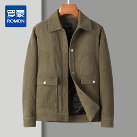 【90绒】罗蒙秋冬男士经典灯芯绒羽绒服男工装夹克男羽绒服外套男羽绒服