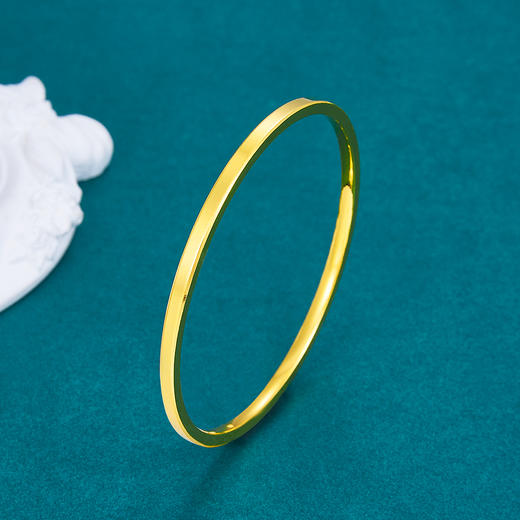 【限时克减150元】足金999.9 四方光圈手镯光面四方素圈手镯实心固口手镯（面宽约2.8-3.2mm）(SZ00349)（预售产品下单后不退款不退货不换货不补差价） 商品图1