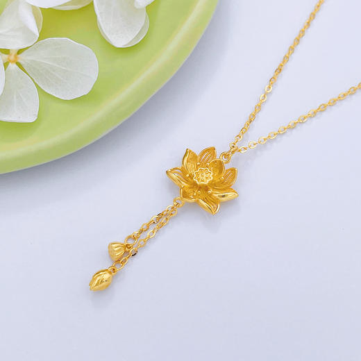 【限时克减150元】足金999 #两世欢 #小红书 5G黄金调节两世欢套链莲蓬莲蕊流苏莲花套链(AG5GTL00275)（预售产品下单后不退款不退货不换货不补差价） 商品图2