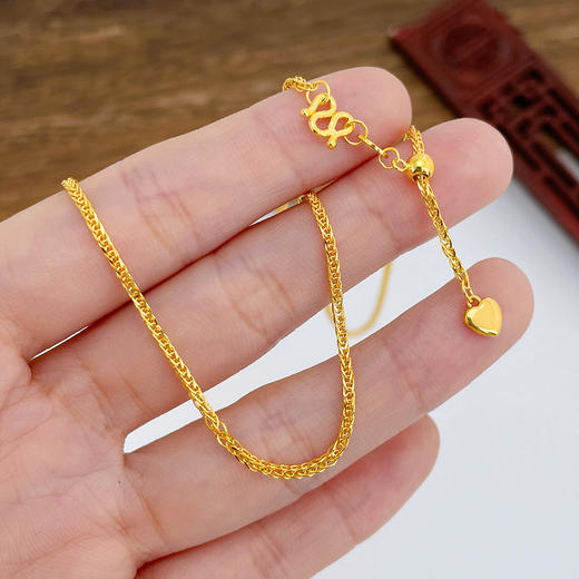 【限时克减150元】足金999 (足金999字印)5G黄金心尾款抽拉调节方肖邦链项链(5GXL00072-05)补差价）预售产品下单后不退款不退货不换货不补差价 商品图2