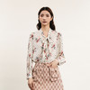谜底花衬衫长袖女2024春季新款复古文艺系带V领亲肤衬衣241MC0050 商品缩略图0