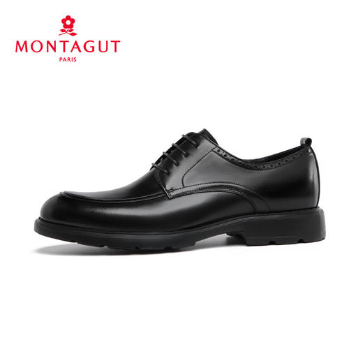 梦特娇男鞋新款商务系带正装皮鞋男真皮德比鞋上班结婚新郎鞋 黑色 38 商品图8