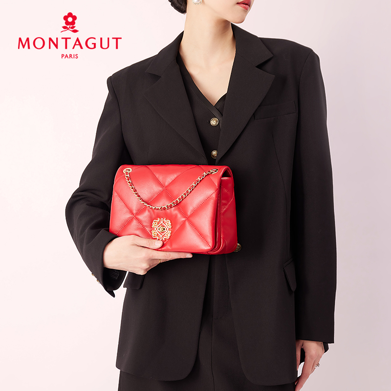 【蛇年中国红礼品系列】2025新款古典中式设计感菱格斜挎包