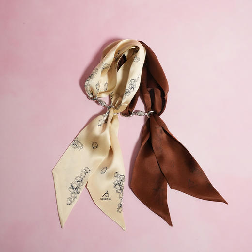 ATELIERSÓ 24SS 胶囊系列-咖啡棕克拉印花丝巾 商品图8