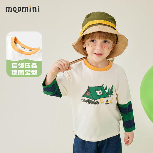 【80-140】【MQDmini】男童条纹拼接假两件长袖t恤（92%棉8%氨纶） 商品图4