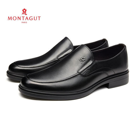 梦特娇正装皮鞋商务休闲套脚头层牛皮一脚蹬舒适皮鞋 商品图3