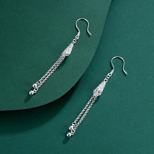 子佩集S990银【清歌妙舞】耳环【QFES035】花丝流苏长2401 商品图5
