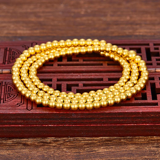 【限时克减128元】足金999.9 古法三圈小圆珠手串(大珠4.5-5mm，小珠3.5-4mm，周长约50-51cm)(GFSCW00003)补差价）预售产品下单后不退款不退货不换货不补差价 商品图1