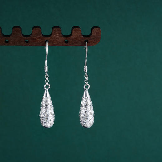 子佩集S990银【沁雪】耳环【MXEH002】花丝水滴2401 商品图1