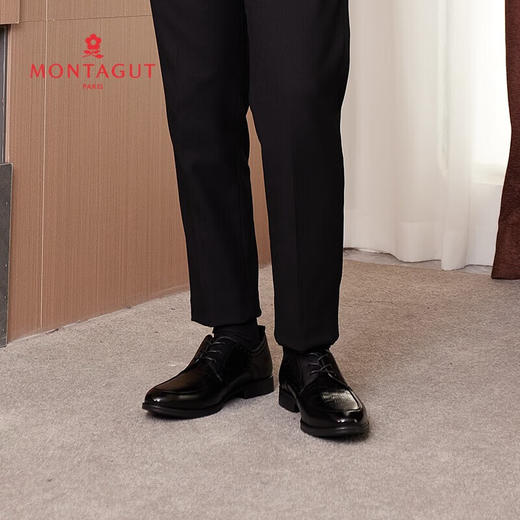 梦特娇正装商务德比鞋头层牛皮英伦风压花皮鞋 商品图0