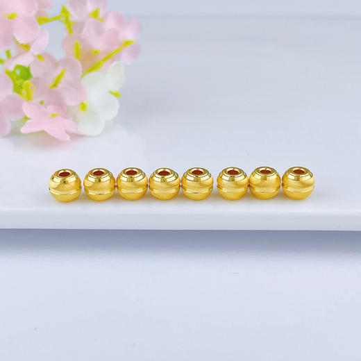 【限时7.5折】【定价黄金】足金 【无成色字印】3D硬金散珠转运珠猫眼珠转运珠手串（约5.7*4.8mm，8粒/件）(V3DSC00261)（预售产品下单后不退款不退货不换货不补差价） 商品图0